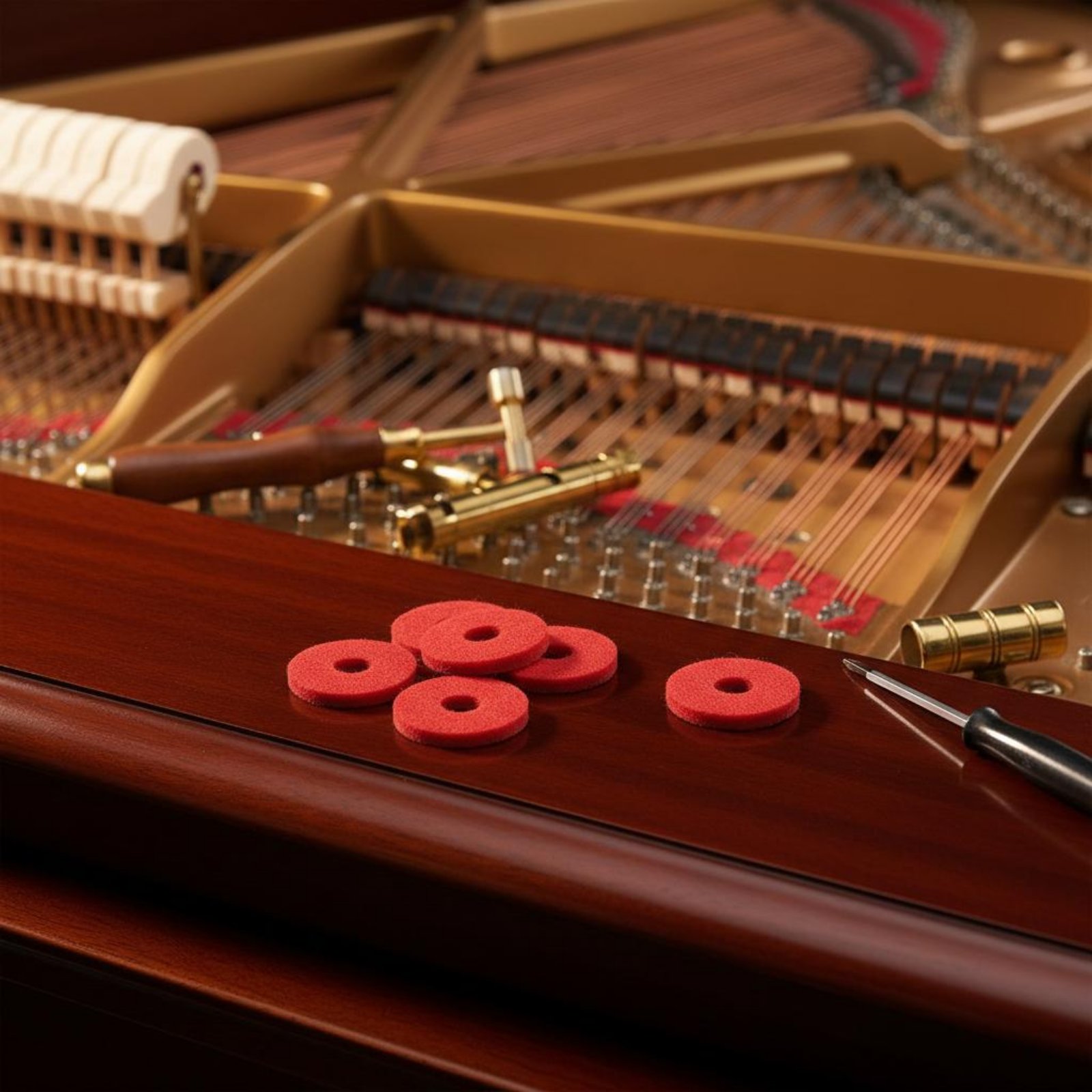 Musical Instrument Long - Red Piano Key Washer Small Round