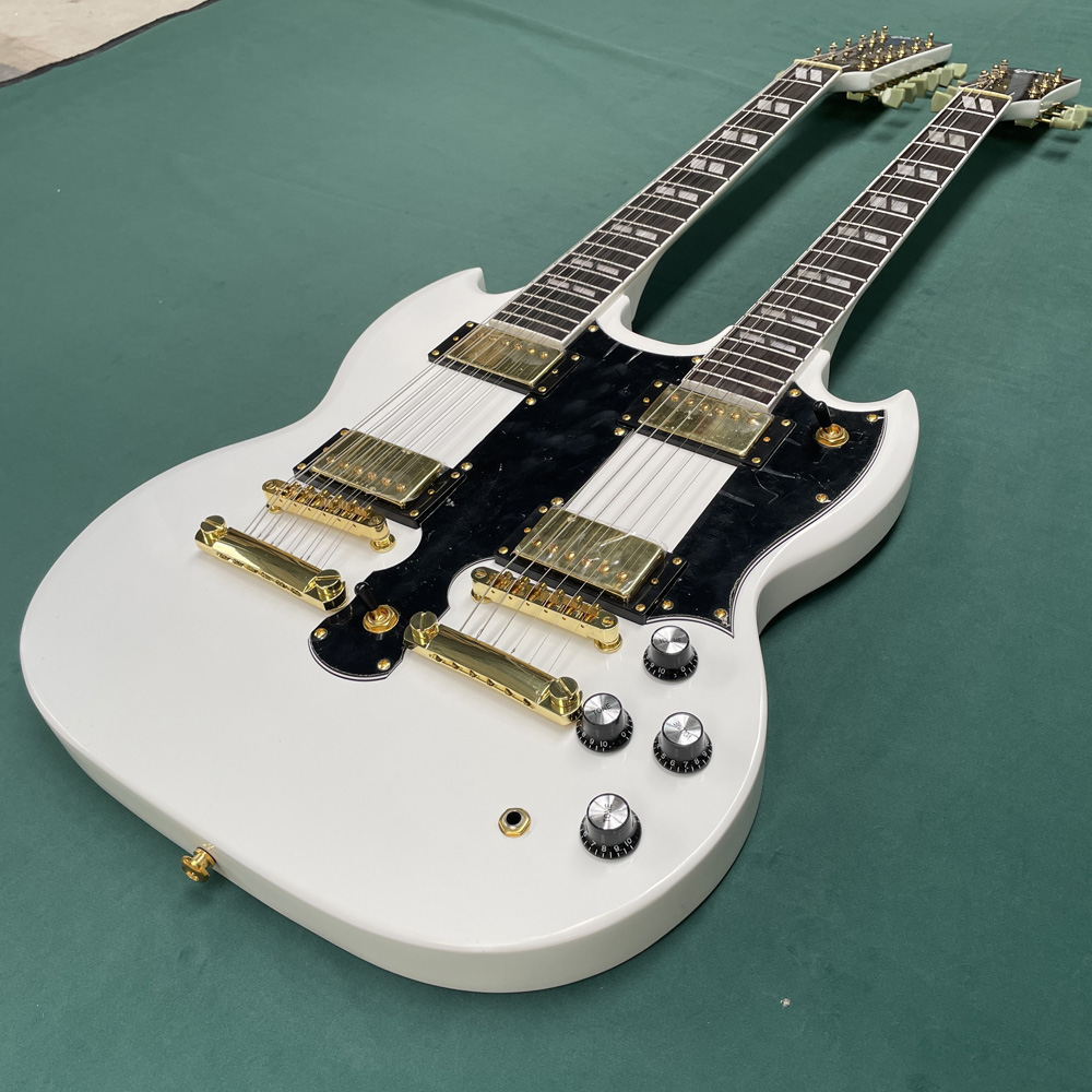 Double-neck white 6-string 12- - Electric Guitar Beginner 评论和价格