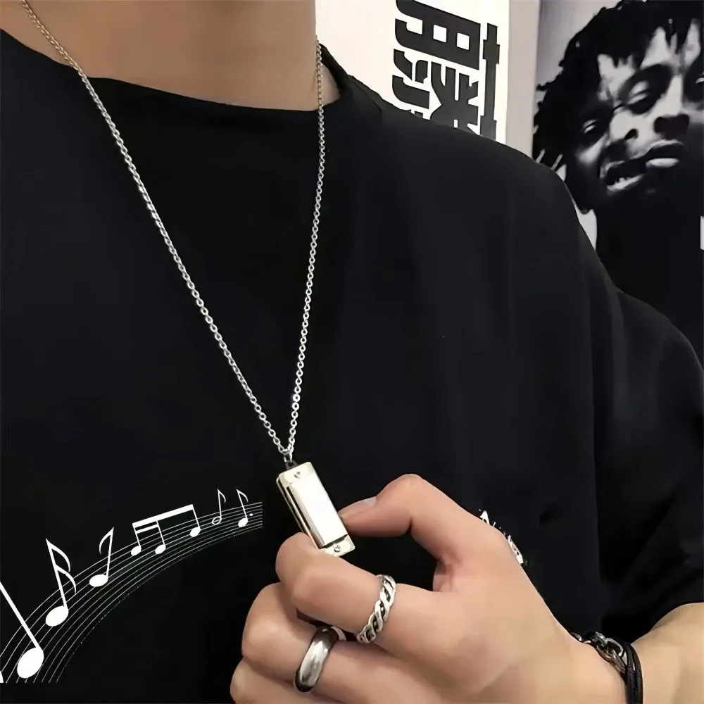Mini Harmonica Necklace Men an - Musical Instrument You Blow 评论和价格
