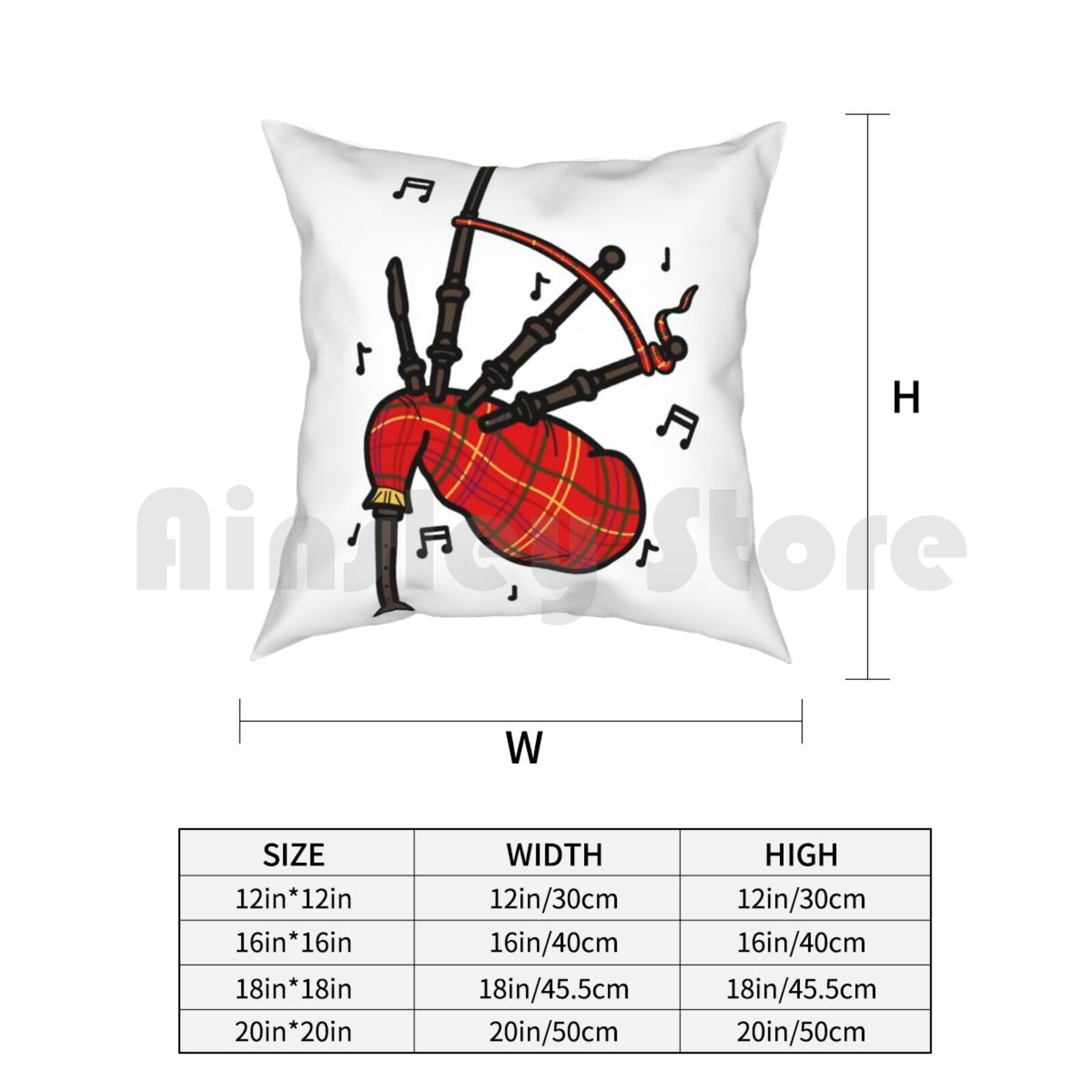 Bagpipes Pillow Case Printed H - Musical Instrument In Scotland 评论和价格