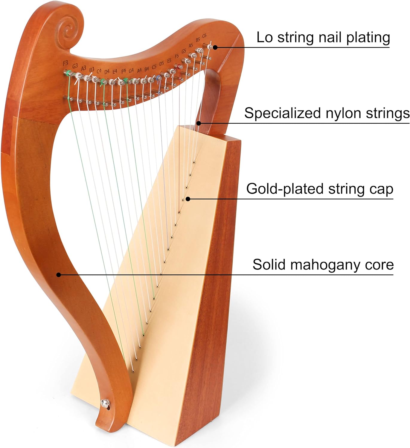 15 19 String Mini Harp Lyre Pi - Musical Instrument Lyre 评论和价格